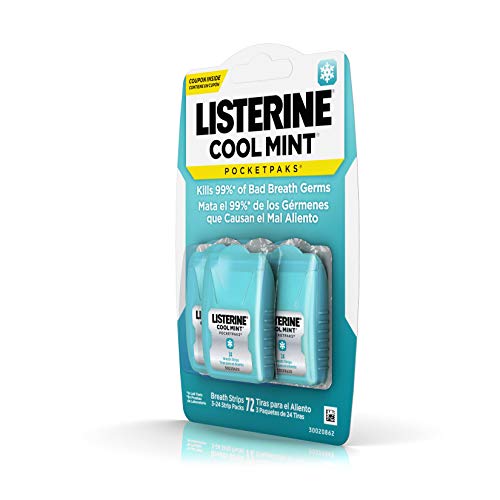 Listerine Cool Mint Pocketpaks Breath Strips, 24-Strip Pack, 3 Pack
