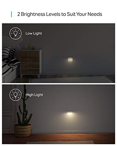 Eufy Lumi - Luz nocturna adhesiva de segunda generación LED blanca cálida, sensor de movimiento, recámara, baño, cocina, pasillo, escaleras, eficiencia energética, compacto, paquete de 3