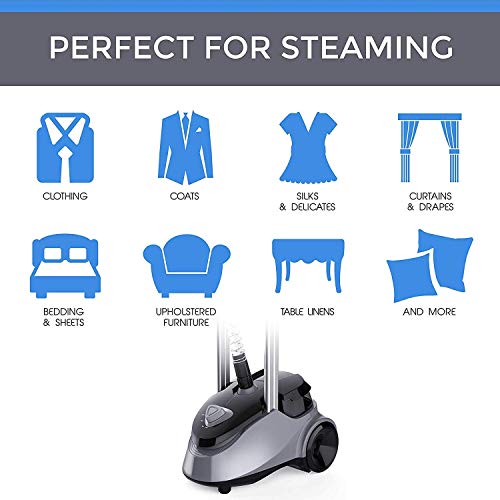 pursteam Full Size Garment Tela Steamer profesional heavy duty líder de la Industria 2.5 Litro (85 fl. oz.) tanque de agua de la Producción más de 60 min de vapor continuo con 4 Nivel vapor ajuste