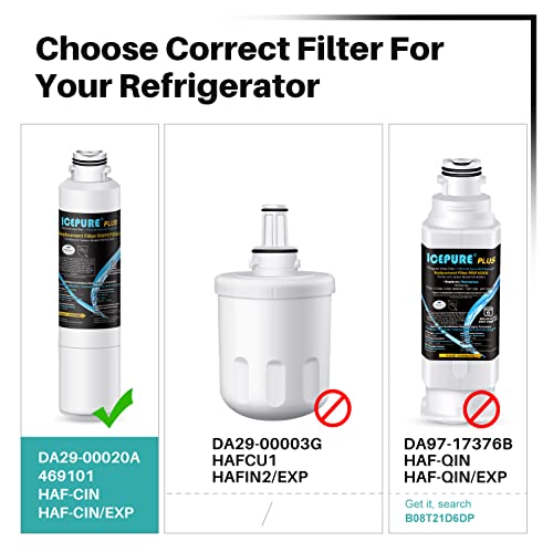 Icepure DA2900020B replacement refrigerator water filter For Samsung DA2900020B,DA2900020A,HAF-CIN（4-Pack）