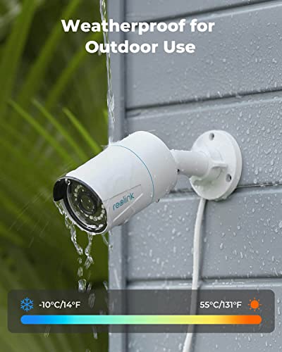 REOLINK Cámaras de seguridad para exteriores, sistema de cámara de seguridad para el hogar para vigilancia PoE IP de 5 MP, detección inteligente de seres humanos/vehículos, funciona con casa inteligente, lapso de tiempo, tarjeta SD de hasta 256 GB, RLC-51