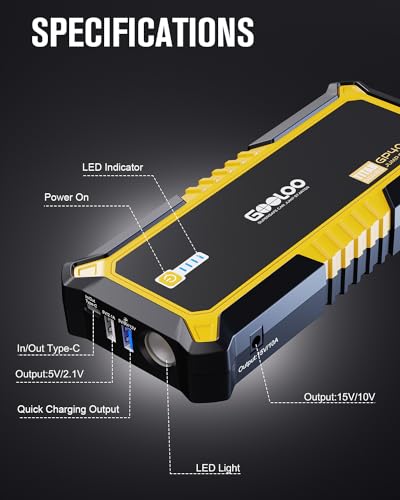 GOOLOO 4000A Peak Car Jump Starter Battery Pack