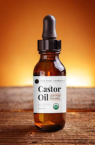 Castor Oil (4oz), USDA Certified Organic, 100% Pure, Cold Pressed, Hexane Free by Kate Blanc. Stimulate Growth for Eyelashes, Eyebrows, Hair. Skin Moisturizer & Oil Cleanse. FREE Starter Kit