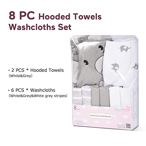 Momcozy Toalla con capucha para bebé, 8 piezas de toalla de baño para niños o niñas, juego de toallas y toallas de bebé con bonito diseño, toalla de ducha de bebé, regalo para recién nacidos, bebés y niños pequeños
