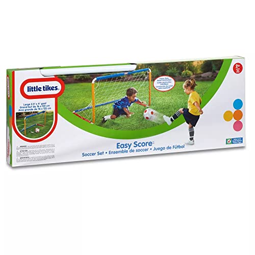 MGA Entertainment Little Tikes Easy Score Soccer Set Game Outdoor Toys for Backyard Fun Summer Play - Goal with Net, Soccer Ball, and Pump Included
