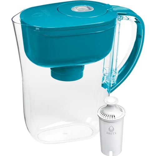 Brita - Jarra de filtro de agua para llave y agua potable con 1 filtro estándar, dura 2 meses, capacidad de 6 tazas, sin BPA, turquesa