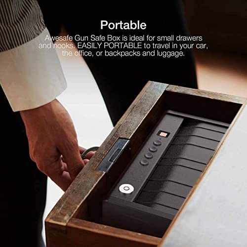 awesafe - Caja fuerte para pistola con identificación de huellas dactilares y bloqueo biométrico con capacidad de pistola