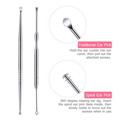 Ear Wax Removal Tool with Led Light for Kids - Toddlers, Infants, Baby and Adult by BonnyEars | Stainless Steel Earwax Remover Kit | Ear Pick Spoon Curette Tweezers Cleaning