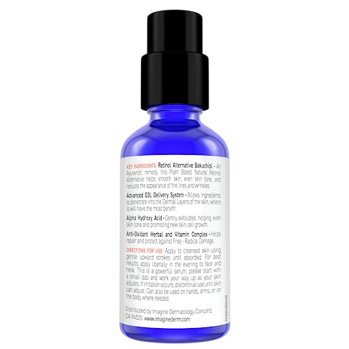 Bakuchiol Serum Anti Aging, Anti Wrinkle Retinol Cream Alternative with Hyaluronic Acid - Unmatched G3L Delivery System - 2 fl oz/59.4 ml (2 fl oz)