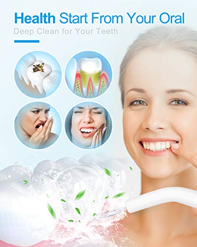 Nicefeel 300ML Portable and USB Rechargeable Oral Irrigator for Travel IPX7 Waterproof Water Flossing with 4 Jet Tips for Home