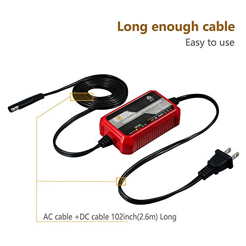 Foval Cargador de batería automático de 12 V, 1000 mA