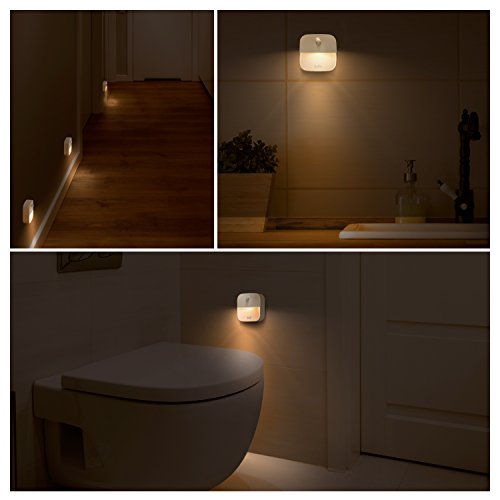 Luz de noche Eufy Lumi, adhesivas, luz LED blanca cálida, sensor de movimiento, para recámara, cuarto de baño, cocina, corredor, escaleras, eficiencia energética, compacta, pack por 3