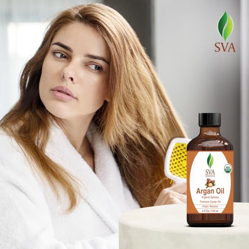 SVA Organics Aceite natural puro de 4 onzas para el cuidado de la piel, cara, cabello, masaje corporal, champú, labios, cabello, uñas, acondicionador, loción, suero facial, aromaterapia