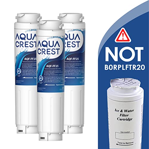 AQUA CREST 644845 Filtro de agua para refrigerador Bosch Ultra Clarity 900077104, 9000194412, 644845, B26FT70SNS, B22CS80SNS, B22CS50SNS, Haier 0060820860, Miele KWF1000, 3 Filtros