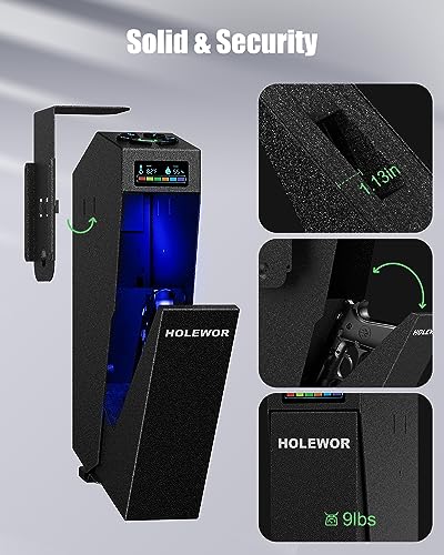 HOLEWOR - Pistola biométrica segura para pistolas, pistola, segura para pistola con huella digital, 3 maneras de acceso rápido, seguro para mesita de noche, computadora, vehículo