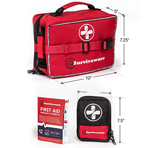 Surviveware Large First Aid Kit & Added Mini Kit for Trucks, Car, Camping and Outdoor Preparedness
