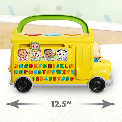 Just Play CoComelon Autobús de Aprendizaje Musical, reconocimiento de números y Letras, fonética, Juguete de autobús Escolar Amarillo Que Reproduce ABC y Ruedas en el autobús