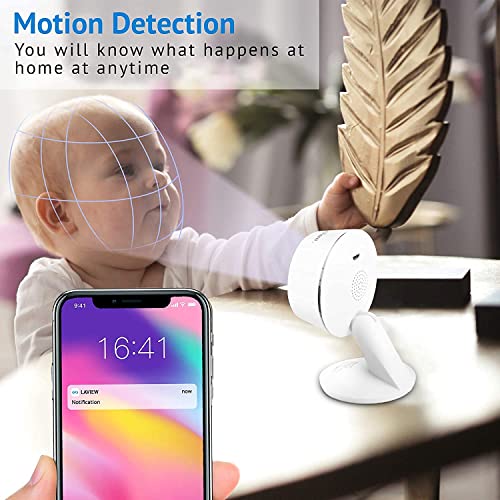 LaView Cámara de seguridad para el hogar HD 1080P (2 unidades) de detección de movimiento, incluye 2 tarjetas SD, audio bidireccional, visión nocturna, vigilancia interior WiFi para bebé/mascotas, Alexa y Google, servicio en la nube (servidor de EE. UU.)