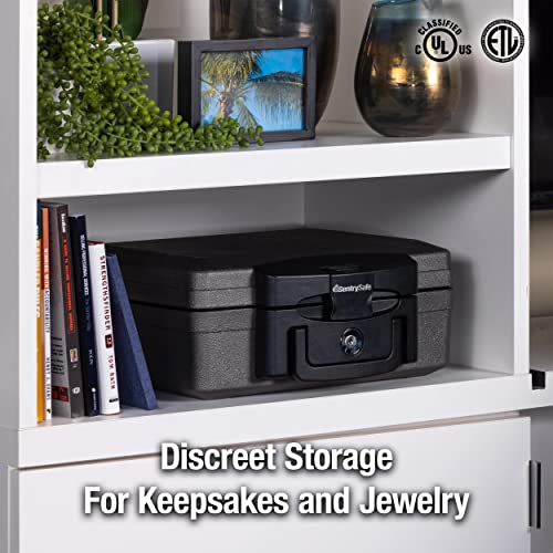 SentrySafe H0100 - Caja Impermeable ignífuga con Cerradura de Llave, 0.17 pies cúbicos, Color Negro