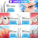 Herramientas dentales, 6 unidades de herramientas de limpieza de dientes de acero inoxidable, removedor de sarro raspador de placa raspador de dientes con espejo de boca, kit de pinzas para dentista, cuidado bucal familiar, perros