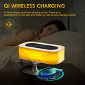Lámpara de mesita de noche, lámpara de escritorio con altavoz Bluetooth, luz de escritorio con cargador inalámbrico con atenuación continua