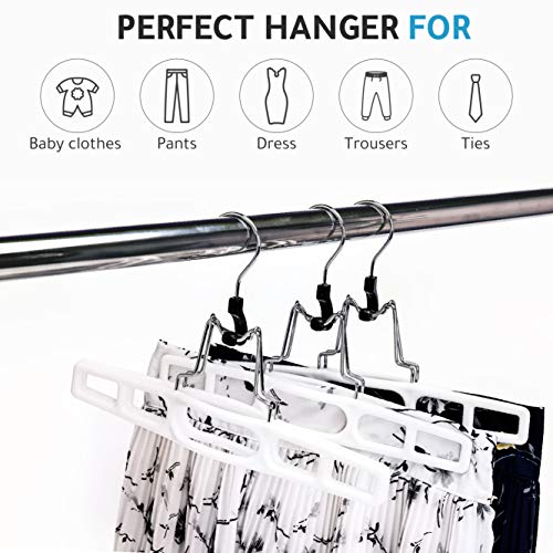 Juego de 10 perchas para falda de alta calidad, juego de 10 piezas para colgar falda delgada con abrazadera, juego de 10 piezas para pantalones cortos con cierre de bloqueo resistente, juego de perchas de mezclilla de calidad multiusos
