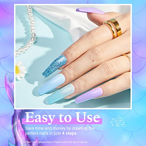 Azurebeauty - Kit de 20 colores para principiantes de uñas en polvo, 29 piezas de la serie de sirenas con purpurina rosa y 4 juegos de líquidos con capa superior/base para manicura francesa para principiantes, salón de bricolaje