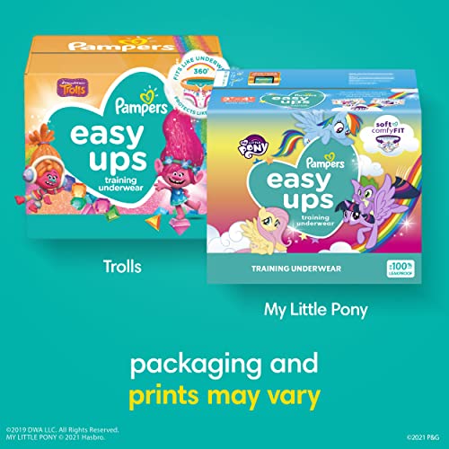 Pampers Easy Ups Training Pants Pull On Disposable Diapers for Girls, Size 5 (3T-4T), 124 Count, ONE MONTH SUPPLY