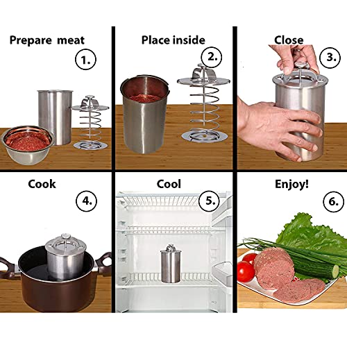 Máquina de jamón de acero inoxidable, prensa de carne con termómetro y 20 bolsas de cocina, olla de jamón a presión para carne casera