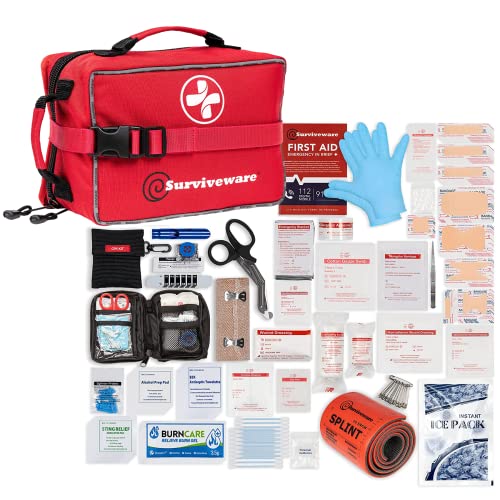 Surviveware Large First Aid Kit & Added Mini Kit for Trucks, Car, Camping and Outdoor Preparedness