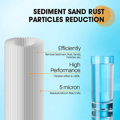 PUREPLUS Filtro de sedimentos plisado para toda la casa de 10 x 4.5 pulgadas para agua de pozo, cartucho de repuesto para GE FXHSC, Culligan R50-BBSA, Pentek R50-BB, DuPont WFHDC3001, American Plumber W50PEHD, GXWH40L, paquete de 3 unidades