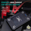 Vekkia - Arrancador de batería portátil para auto, pico de 600 A, impermeable, batería portátil de 12 V (hasta 4.0 L gas o motor diésel 2.0 L), automático, seguro, con puerto USB, abrazaderas inteligentes y linterna LED