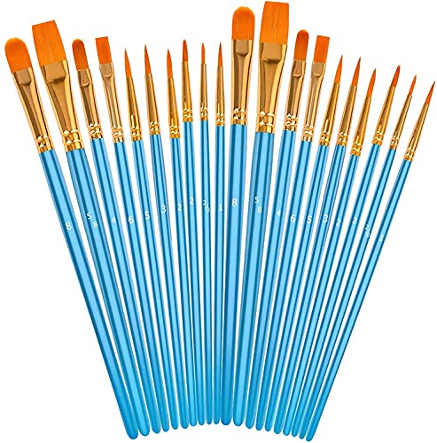Juego de pinceles de pintura acrílica, punta redonda, pinceles de nailon para pintura al óleo, acuarela, pintura de rostro, arte de uñas, detalles en miniatura y pintura en roca