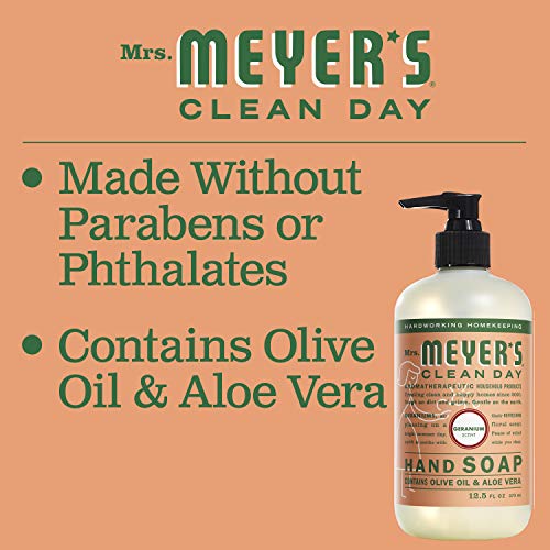 Mrs. Meyer’s Clean Day Liquid Hand Soap, Geranium Scent, 12.5 fl oz (Pack of 3)