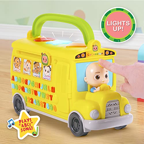Just Play CoComelon Autobús de Aprendizaje Musical, reconocimiento de números y Letras, fonética, Juguete de autobús Escolar Amarillo Que Reproduce ABC y Ruedas en el autobús