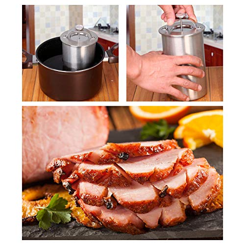 Máquina de jamón de acero inoxidable, prensa de carne con termómetro y 20 bolsas de cocina, olla de jamón a presión para carne casera
