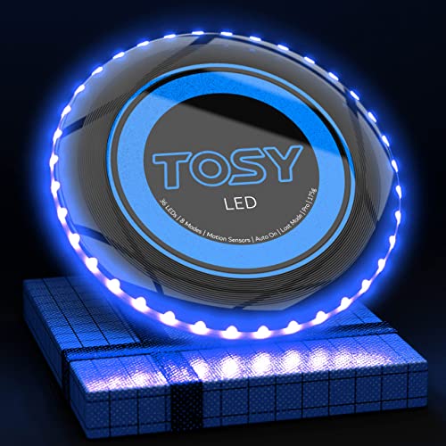 TOSY Flying Disc - 16 Million Color RGB or 36 or 360 Leds, Extremely Bright, Smart Modes, Auto Light Up, Rechargeable, Valentine Gift, Easter Basket Stuffers for Men/Boys/Teens/Kids, 175g Frisbee