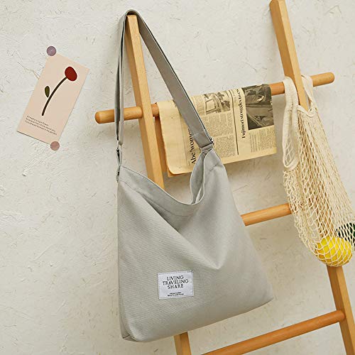 Covelin Bolso bandolera de lona retro de tamaño grande para mujer, bolso bandolera informal