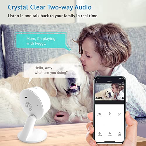LaView Cámara de seguridad para el hogar HD 1080P (2 unidades) de detección de movimiento, incluye 2 tarjetas SD, audio bidireccional, visión nocturna, vigilancia interior WiFi para bebé/mascotas, Alexa y Google, servicio en la nube (servidor de EE. UU.)