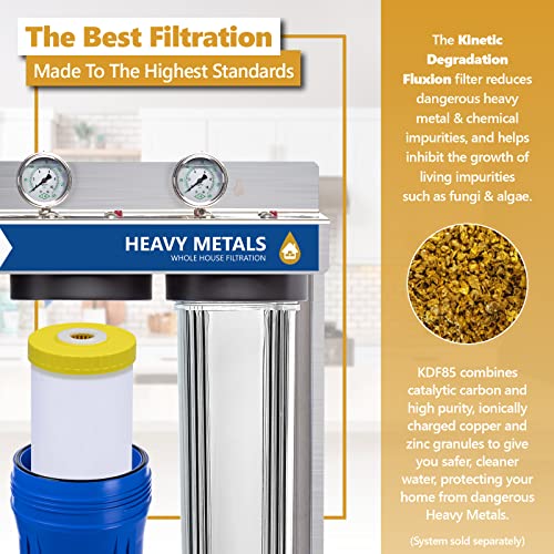 Express Water FLTWH2045K - Filtro de agua de degradación cinética - KDF de carbono catalítico de gran capacidad, filtración de metal pesado para toda la casa, 11,4 x 50,8 cm, color blanco