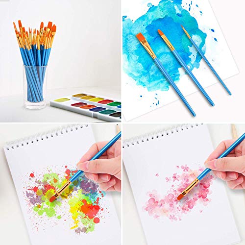 Juego de pinceles de pintura acrílica, punta redonda, pinceles de nailon para pintura al óleo, acuarela, pintura de rostro, arte de uñas, detalles en miniatura y pintura en roca