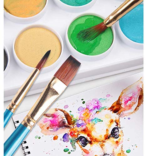 KDDOM - Juego de 10 pinceles de pintura para el pelo de nailon, punta redonda, para todo propósito, pintura al óleo de acuarela