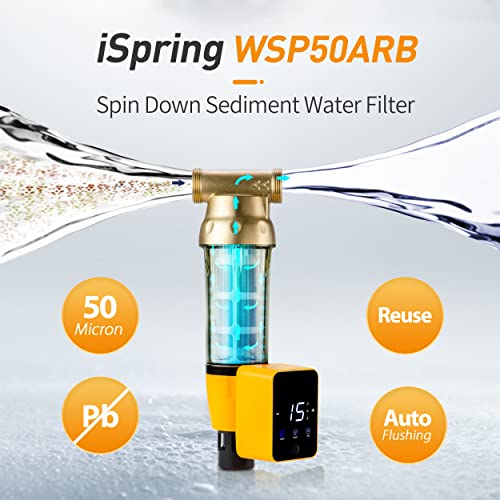 iSpring WSP50ARB - Filtro de agua para sedimentos giratorios y reutilizables
