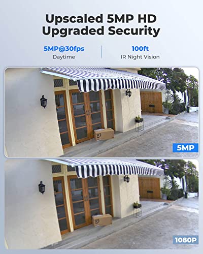 REOLINK Cámaras de seguridad para exteriores, sistema de cámara de seguridad para el hogar para vigilancia PoE IP de 5 MP, detección inteligente de seres humanos/vehículos, funciona con casa inteligente, lapso de tiempo, tarjeta SD de hasta 256 GB, RLC-51
