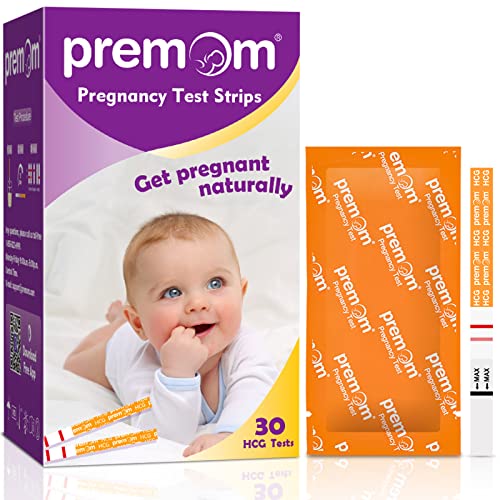 Premom HCG - Tiras de prueba de embarazo (15 unidades, envueltas individualmente) - Más del 99% de precisión y alimentado por Premom Predictor de ovulación iOS y Android APP