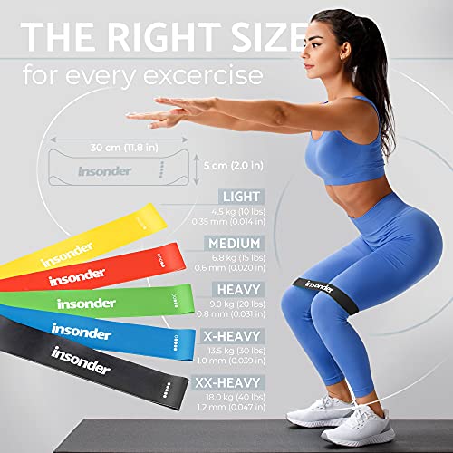 Juego de bandas de resistencia para ejercicio, bandas elásticas para entrenamiento, bandas ligeras de bucle medio y pesado, para piernas, glúteos, yoga, crossfit, fitness, terapia física, equipo de entrenamiento para el hogar, para mujeres y hombres
