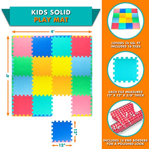 ProSource Puzzle Solid Foam Play Mat for Kids