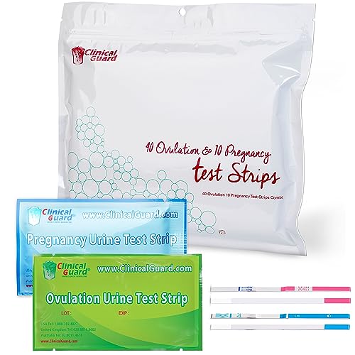 ClinicalGuard 40 tiras de prueba de ovulación y 10 tiras de prueba de embarazo