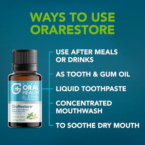 OraRestore - Tratamiento natural para mal aliento - Mezcla concentrada de aceites esenciales - Pasta dental líquida formulada por dentista y enjuague bucal para encías y dientes saludables, aceite de dientes para cuidado bucal con libro electrónico de 15