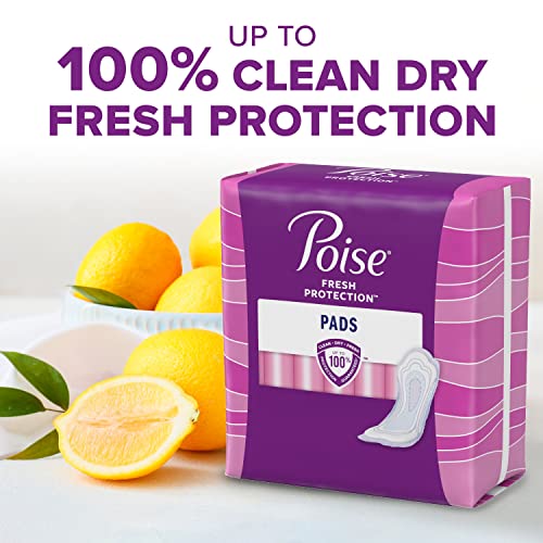 Poise Maximum Absorbency Incontinence Pads, Regular, 96 Piezas